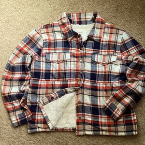 Lucky Brand Plaid Shacket - Red, Blue, Cream